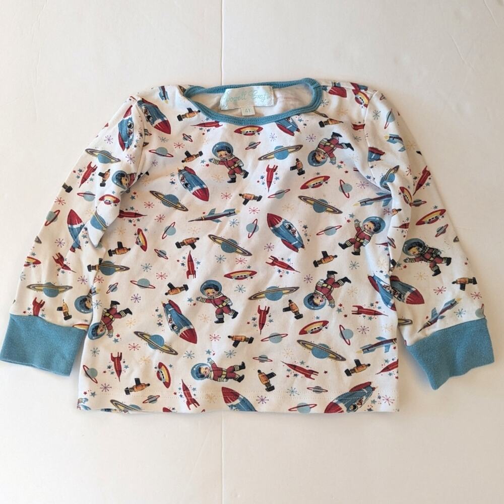 Powell Craft Pajama Shirt Boys Sz 4T Retro Astronaut Outer Space